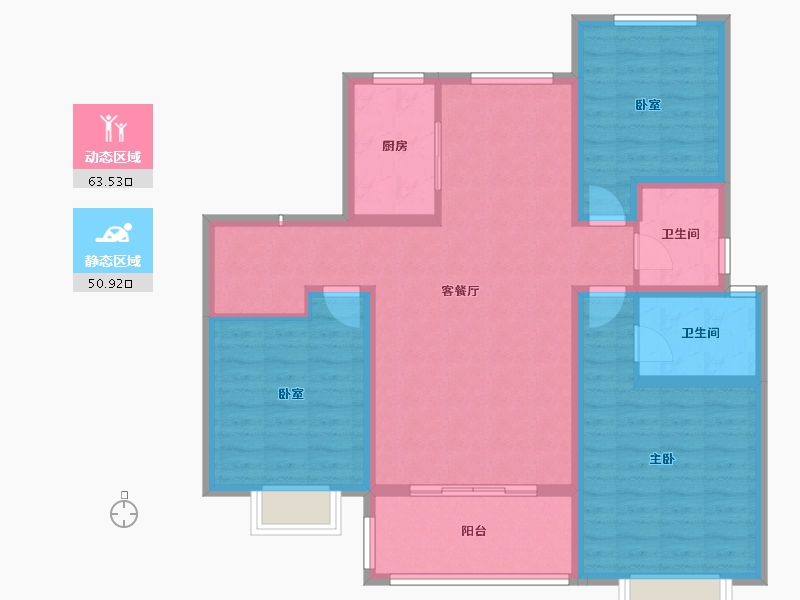 陕西省-渭南市-山水观园-102.40-户型库-动静分区