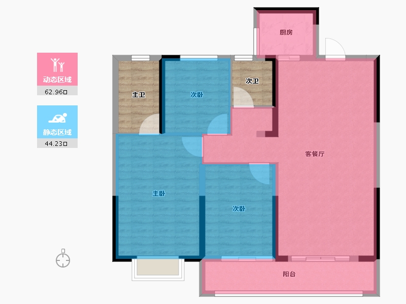 江苏省-淮安市-金科&金地商置·观天下-106.94-户型库-动静分区