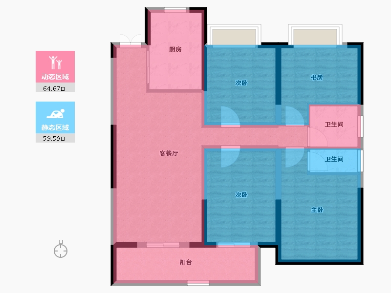 江苏省-淮安市-国联·和悦府-111.40-户型库-动静分区