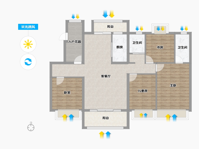 陕西省-渭南市-碧桂园同州首府-112.00-户型库-采光通风