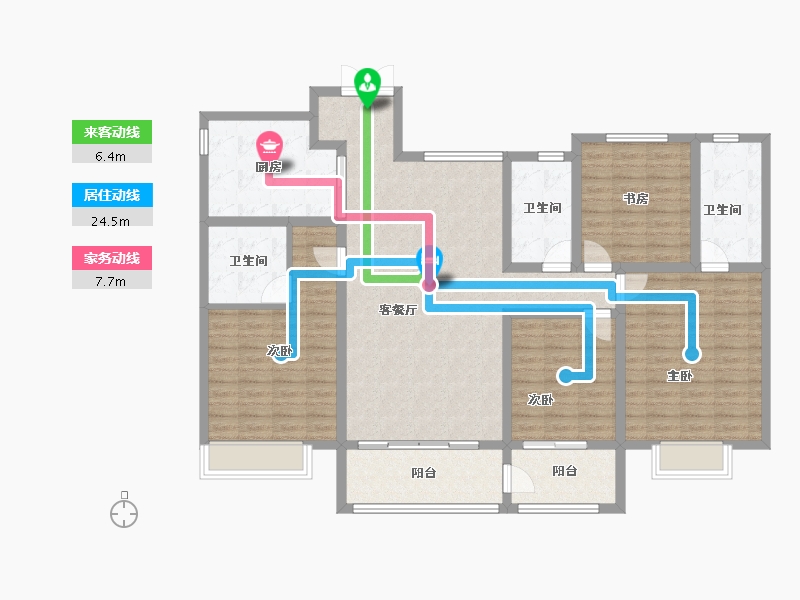 山东省-淄博市-龙泉家园悦景台-138.53-户型库-动静线