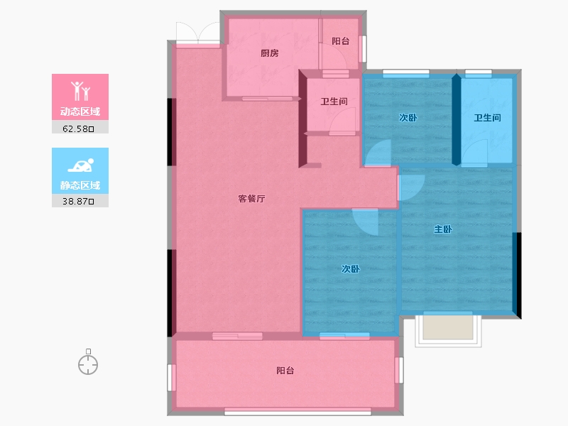 湖北省-黄冈市-泰鼎公馆-91.79-户型库-动静分区