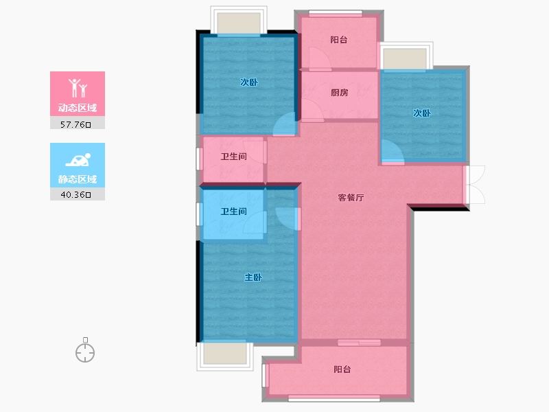 湖北省-黄冈市-麻城中乾融紫台-87.55-户型库-动静分区