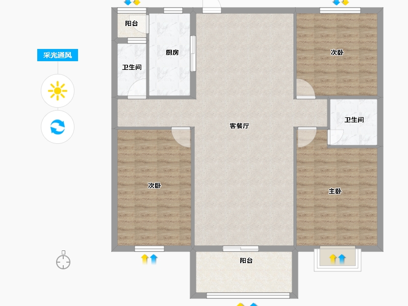 河南省-安阳市-银杏广场-113.40-户型库-采光通风