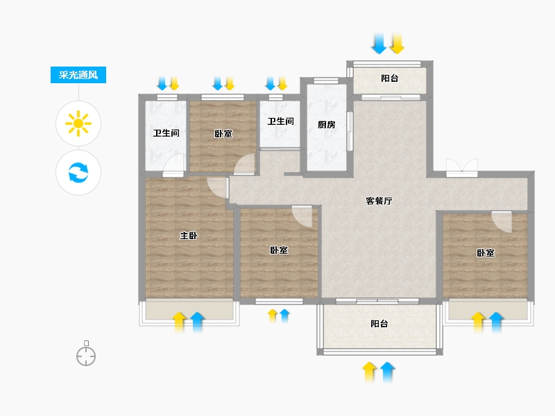 河南省-漯河市-漯河碧桂园龙山府-110.40-户型库-采光通风