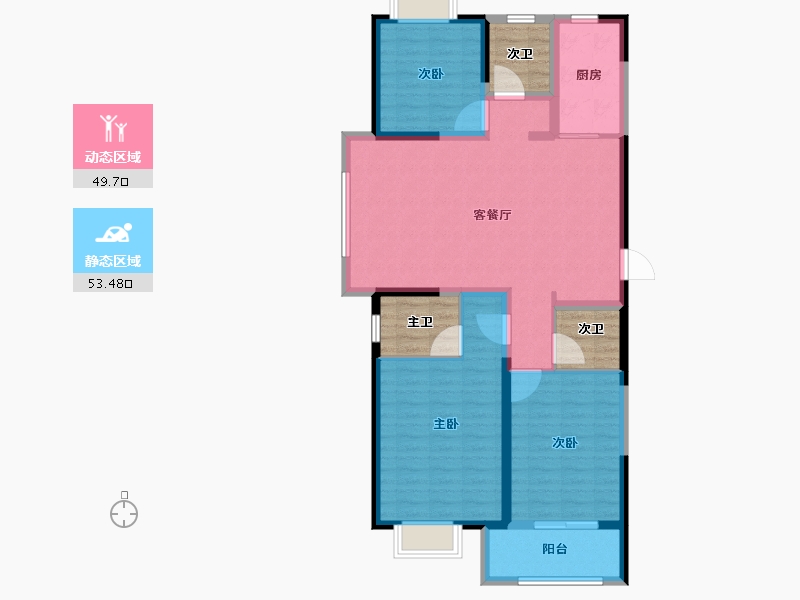 江苏省-淮安市-金科&金地商置·观天下-104.17-户型库-动静分区