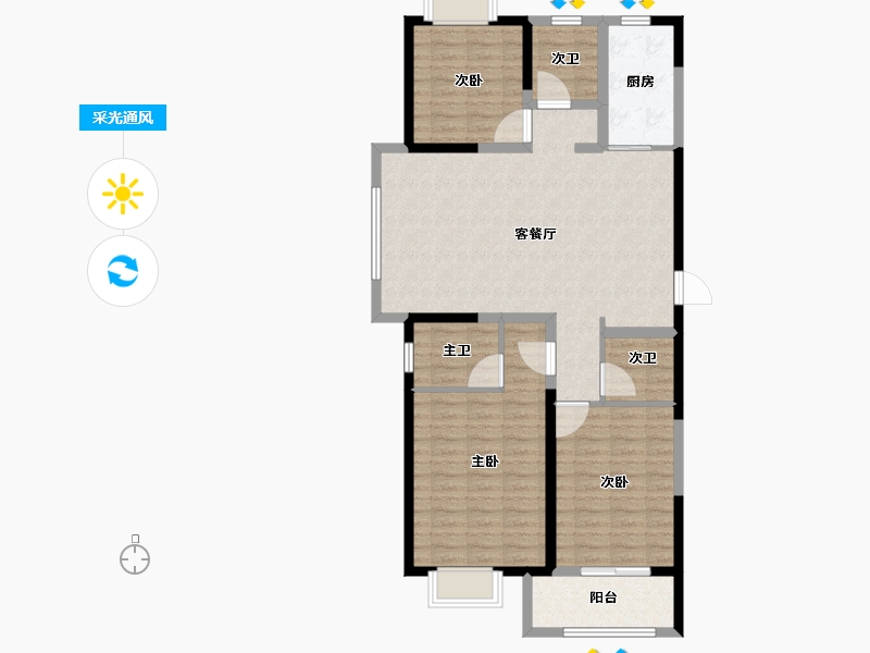 江苏省-淮安市-金科&金地商置·观天下-104.17-户型库-采光通风