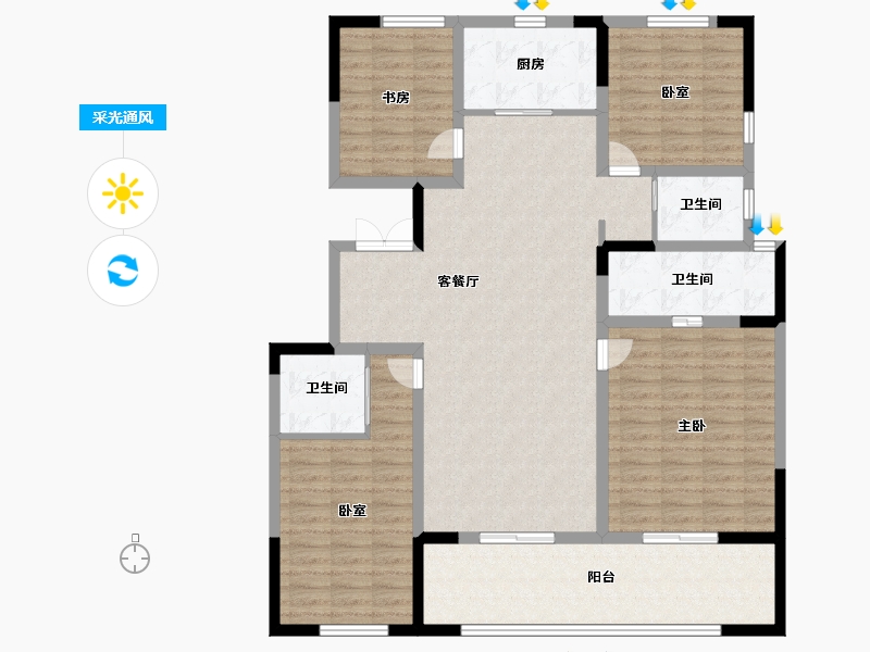 河南省-安阳市-昌建青风墅院-131.19-户型库-采光通风