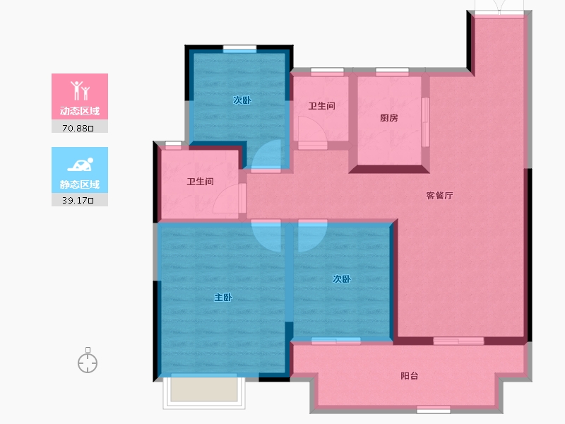 江苏省-淮安市-盱眙吾悦华府-97.62-户型库-动静分区