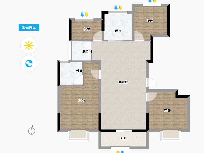 浙江省-湖州市-龙熙府-106.50-户型库-采光通风