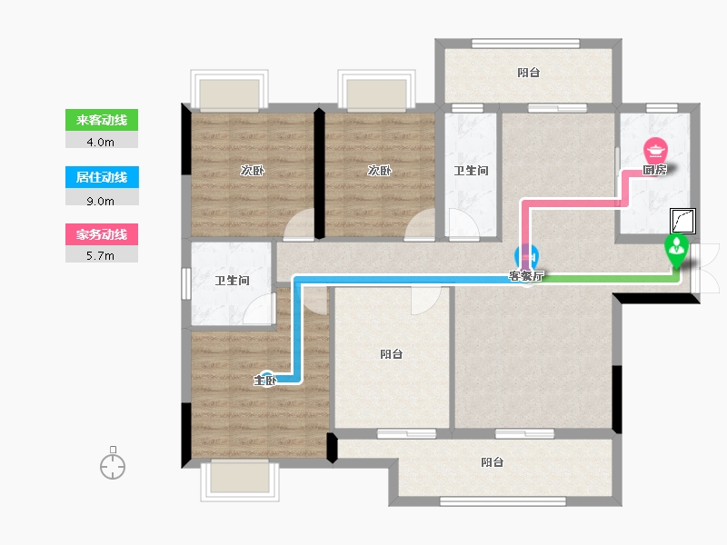 湖北省-黄冈市-麻城中乾融紫台-107.25-户型库-动静线