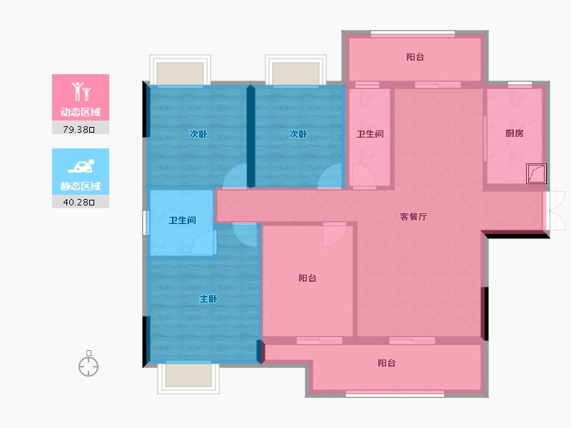 湖北省-黄冈市-麻城中乾融紫台-107.25-户型库-动静分区