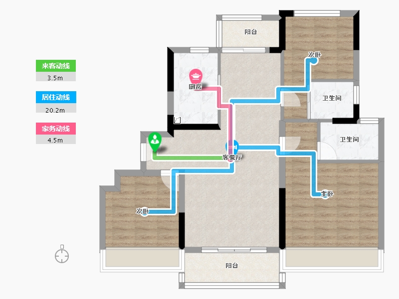 安徽省-芜湖市-鸠江碧桂园黄金时代-90.40-户型库-动静线