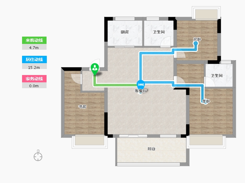 江苏省-淮安市-安东院子-102.86-户型库-动静线