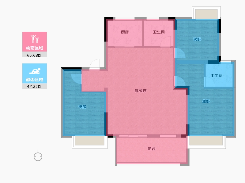 江苏省-淮安市-安东院子-102.86-户型库-动静分区