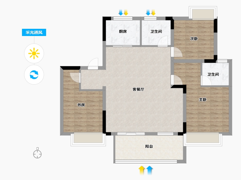 江苏省-淮安市-安东院子-102.86-户型库-采光通风