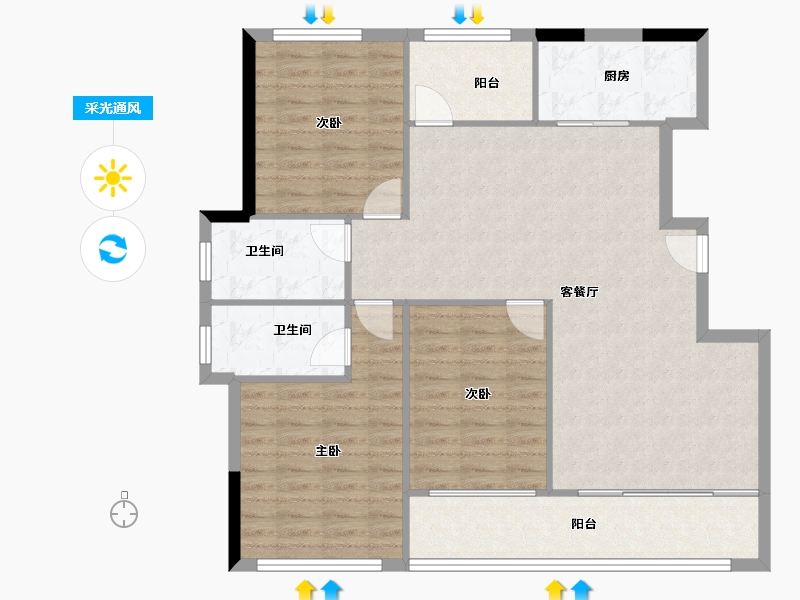 贵州省-毕节市-万晟阳光城-105.01-户型库-采光通风