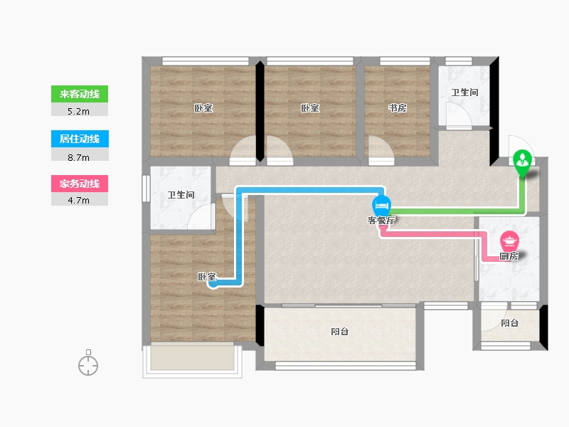 四川省-雅安市-正黄领地翡翠公园-86.56-户型库-动静线