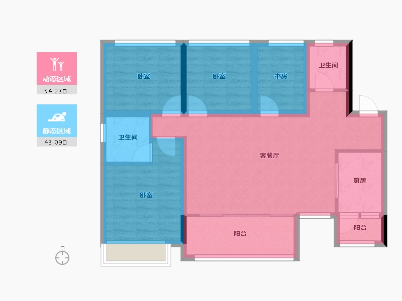 四川省-雅安市-正黄领地翡翠公园-86.56-户型库-动静分区