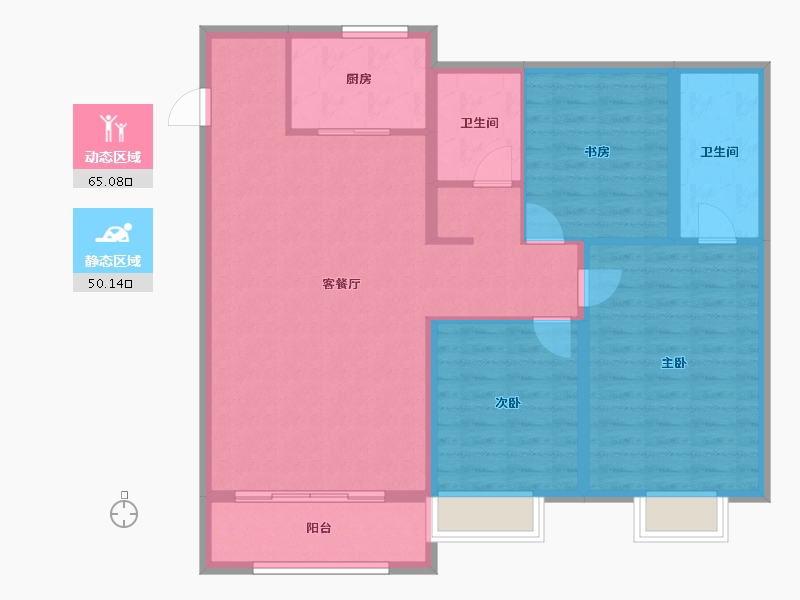 河北省-衡水市-泰达铂瑞府-104.40-户型库-动静分区