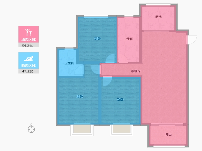 河北省-衡水市-恒茂城江南御府-93.61-户型库-动静分区