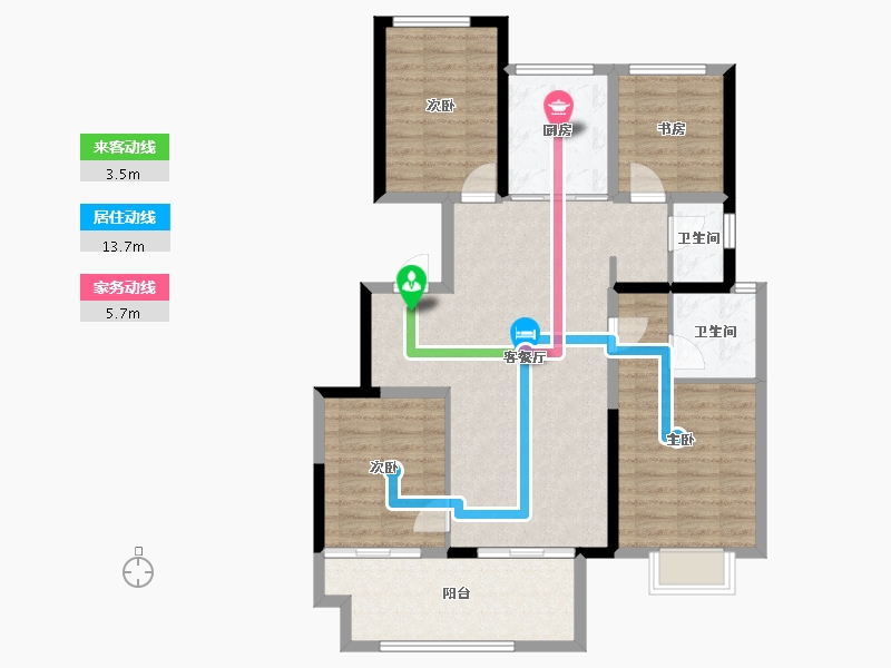 陕西省-宝鸡市-三迪锦雲府-99.18-户型库-动静线