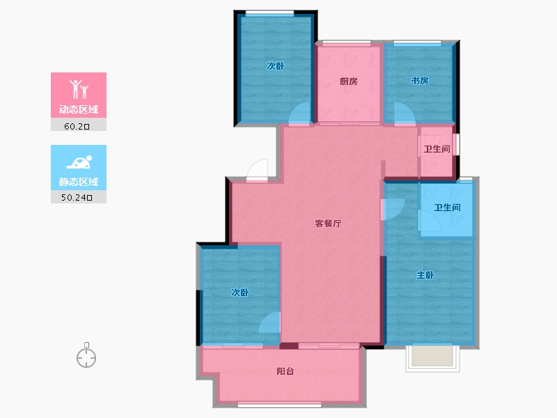 陕西省-宝鸡市-三迪锦雲府-99.18-户型库-动静分区