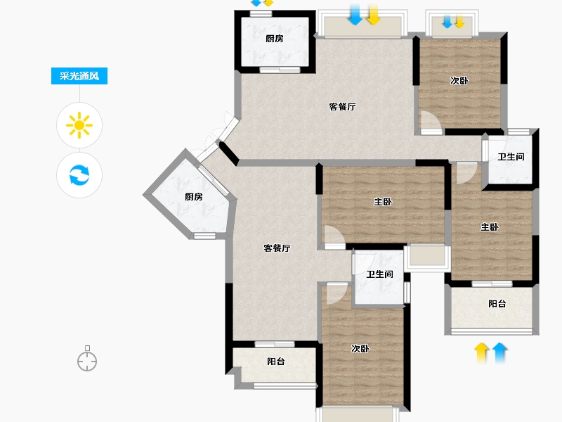 湖北省-鄂州市-御水天城-127.82-户型库-采光通风