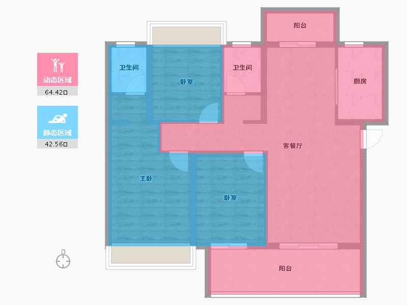 湖北省-黄冈市-书香尚城-95.95-户型库-动静分区