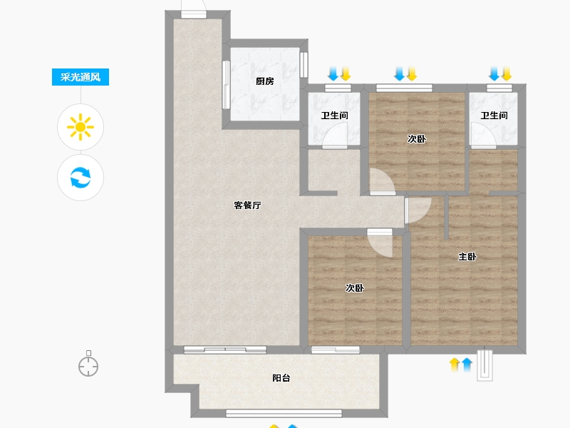 陕西省-宝鸡市-华厦中央公园-97.10-户型库-采光通风