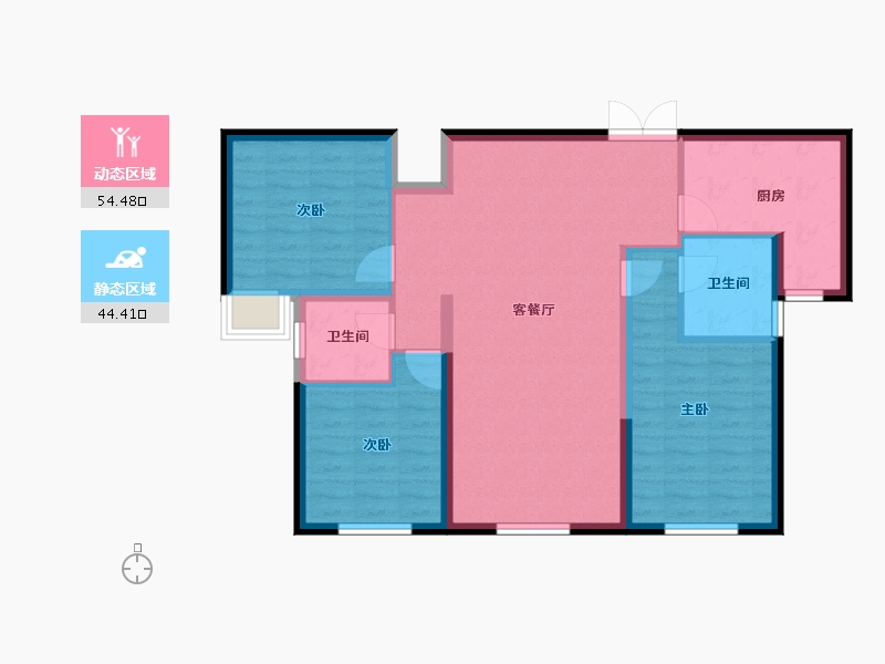 内蒙古自治区-鄂尔多斯市-市城投瑜瑾园-89.07-户型库-动静分区