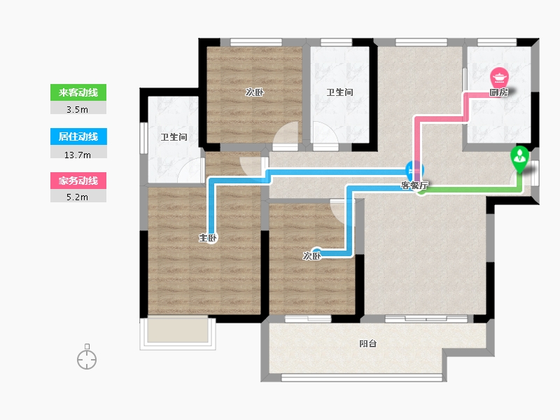 江苏省-淮安市-安东院子-93.96-户型库-动静线