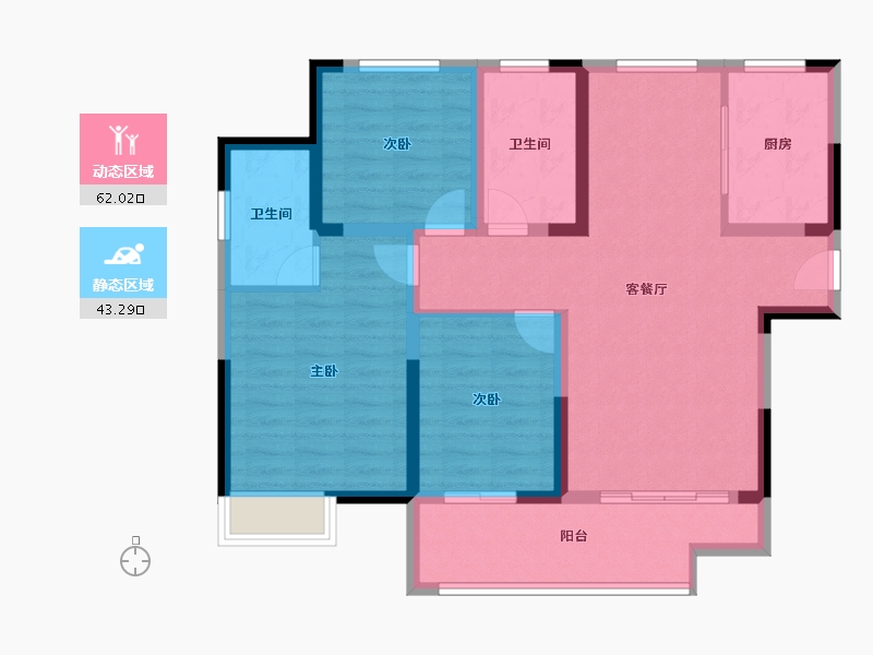 江苏省-淮安市-安东院子-93.96-户型库-动静分区