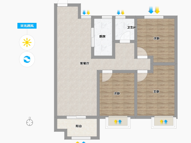 河南省-鹤壁市-建业龙门·柒号院-86.41-户型库-采光通风