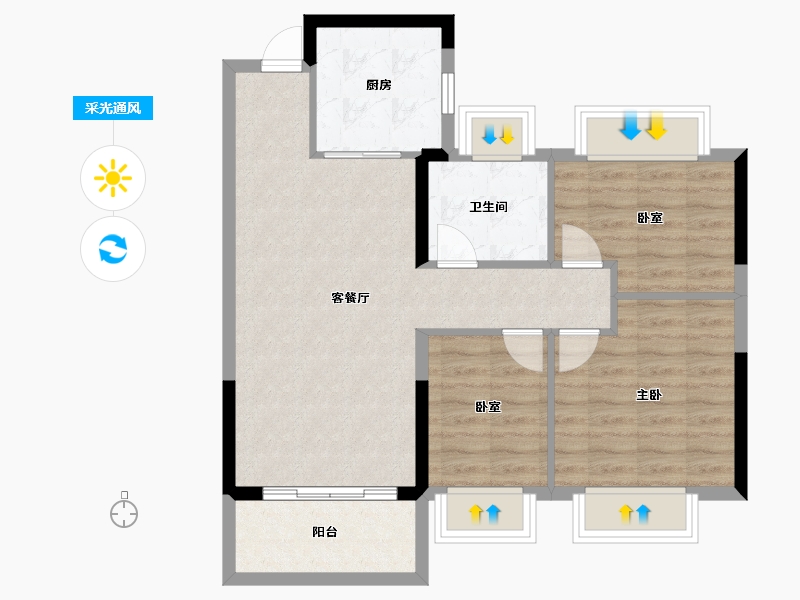 湖北省-黄冈市-武汉恒大国际旅游城-74.19-户型库-采光通风