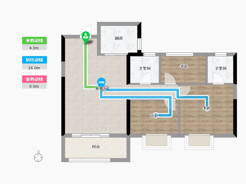 陕西省-宝鸡市-三迪锦雲府-73.75-户型库-动静线