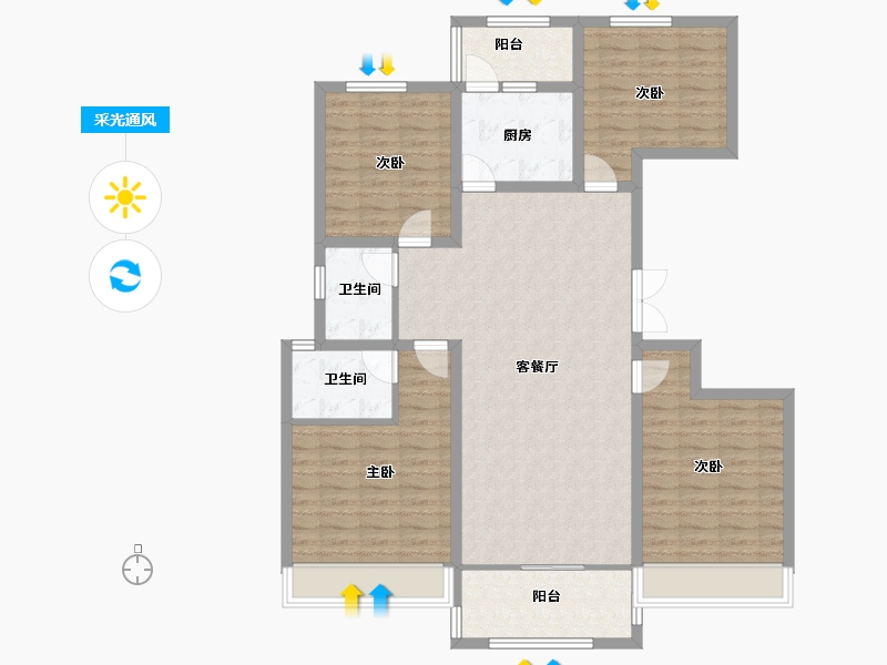 河南省-安阳市-汤阴天福广场-117.36-户型库-采光通风