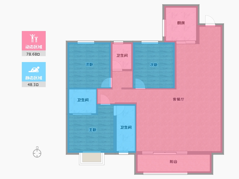 陕西省-宝鸡市-三迪锦雲府-115.08-户型库-动静分区