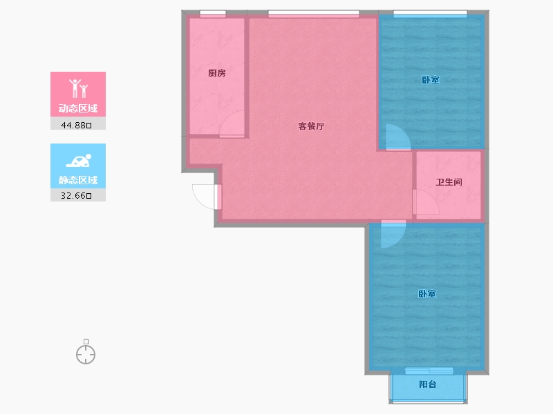 内蒙古自治区-鄂尔多斯市-学府名苑-70.65-户型库-动静分区