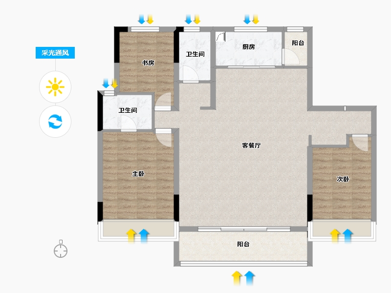 吉林省-辽源市-融创观澜一号-119.00-户型库-采光通风