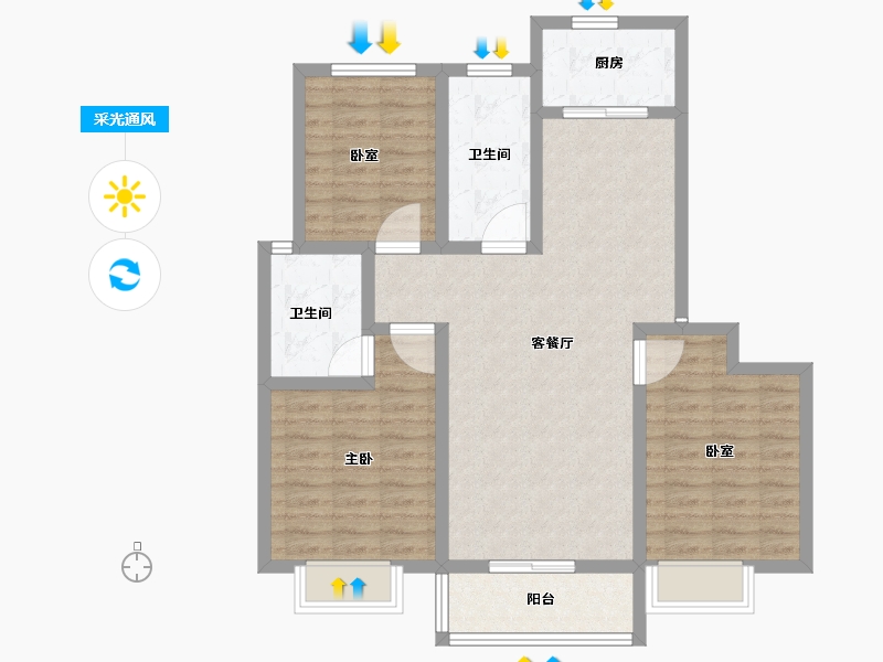 河南省-鹤壁市-锦绣新苑-93.61-户型库-采光通风