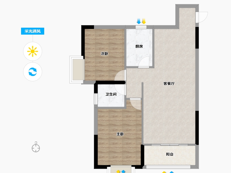 湖北省-鄂州市-御水天城-70.22-户型库-采光通风