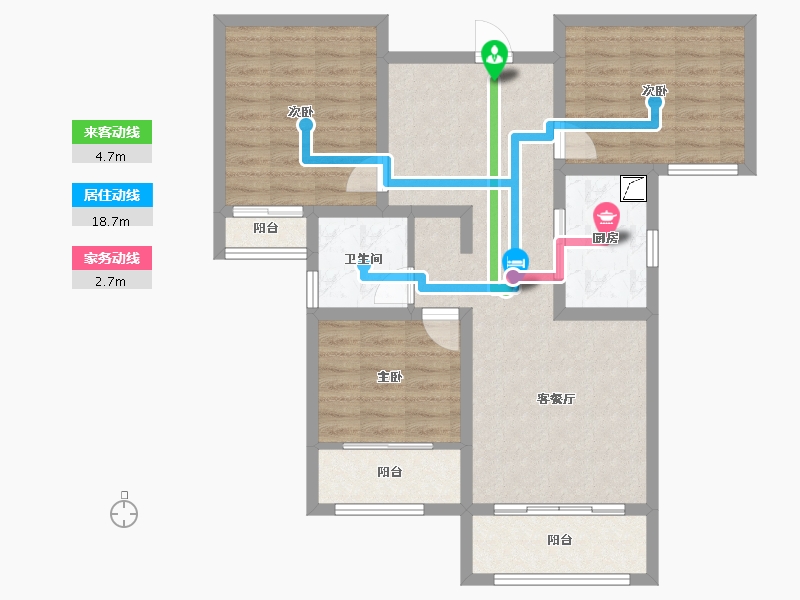 陕西省-宝鸡市-轩苑姜源华府-85.01-户型库-动静线