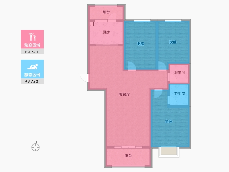 山西省-忻州市-滨河花园-105.33-户型库-动静分区