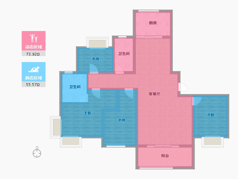 陕西省-宝鸡市-华厦中央公园-115.62-户型库-动静分区