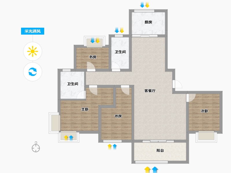 陕西省-宝鸡市-华厦中央公园-115.62-户型库-采光通风