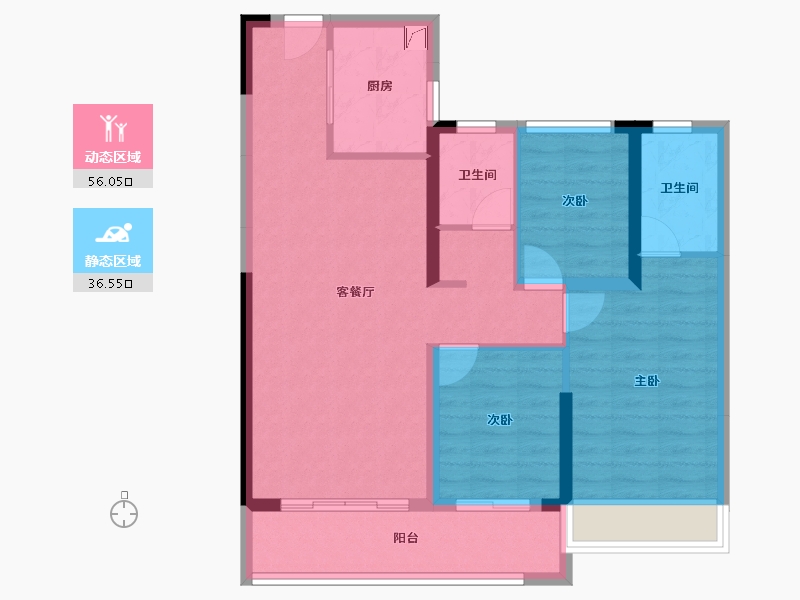 贵州省-遵义市-绿城月映江南-82.56-户型库-动静分区