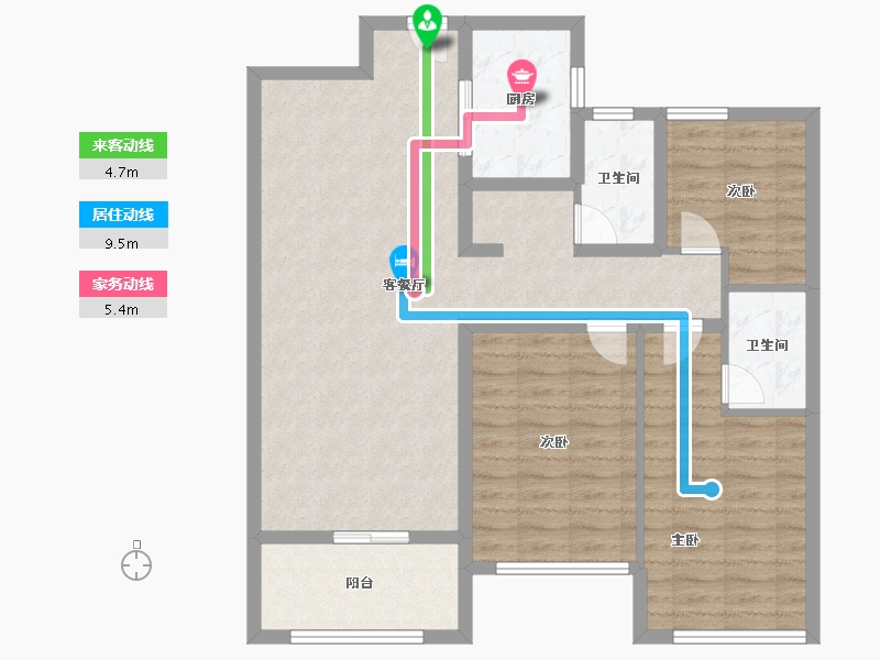 河南省-安阳市-汤阴天福广场-94.90-户型库-动静线