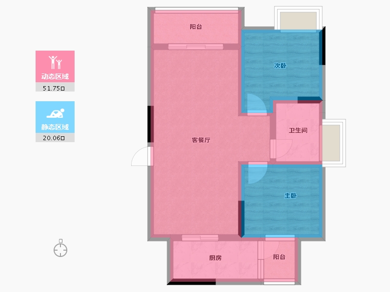 辽宁省-辽阳市-襄平蓝庭-63.41-户型库-动静分区