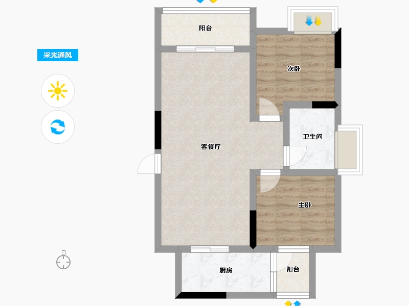 辽宁省-辽阳市-襄平蓝庭-63.41-户型库-采光通风